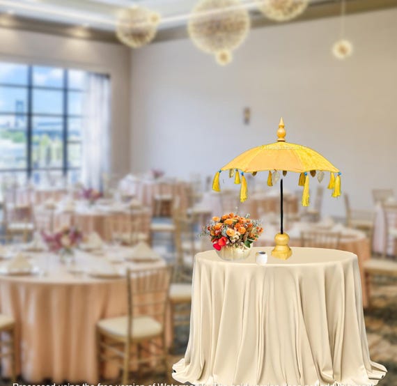 Velvet Table Decoration Umbrella with Stand–Rajasthani Jaipuri Boho Decorative Parasol for Wedding,Mehndi, Dholki,Coastal, Bali-Themed Décor