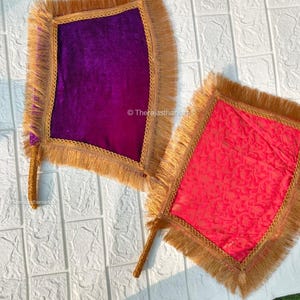 Handmade Velvet Handfan with Wooden Handle Traditional Pakhi/Pankhi for Mehndi, Dholki, Wedding Décor, Elegant Cool Air Fan,Party Home Décor
