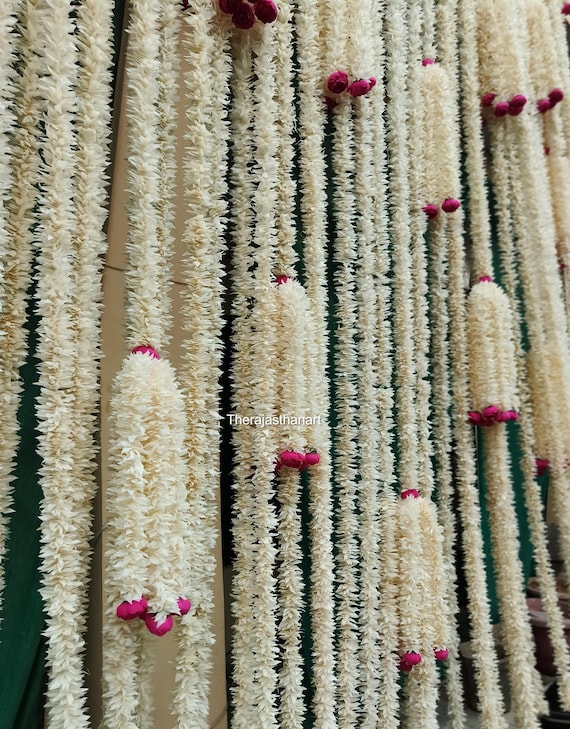 Heavy Jasmine Backdrop, Stage Backdrop, Flower jasmine Ganpati Temple Decor, Diwali Decoration, Seemantham Decoration, Langavoni Decoration