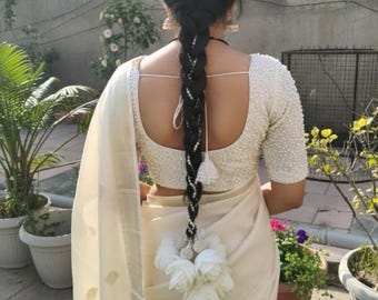 3 Types Pearl Flower Parandi For Women, Punjabi Parandi Jewelry Indian Jewelry, Pakistani Jaggo Paranda Hair Jewelry,Grace full Head Piece