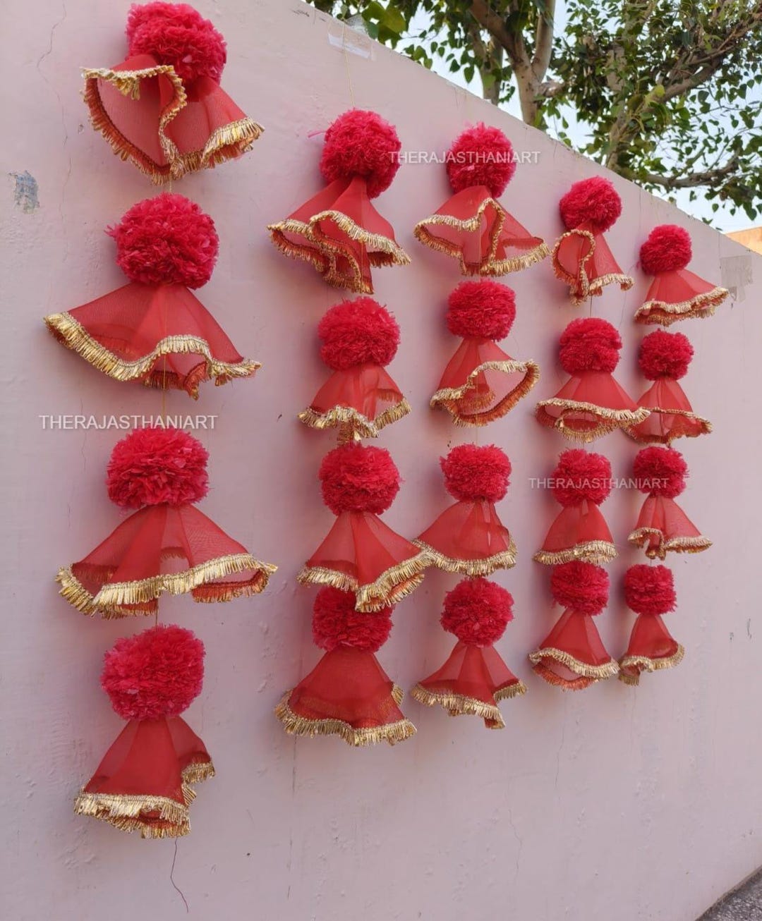 Triangle Frill Tissue Net Cloth Garlands 4ft Hanging for Mehndi, Haldi ...