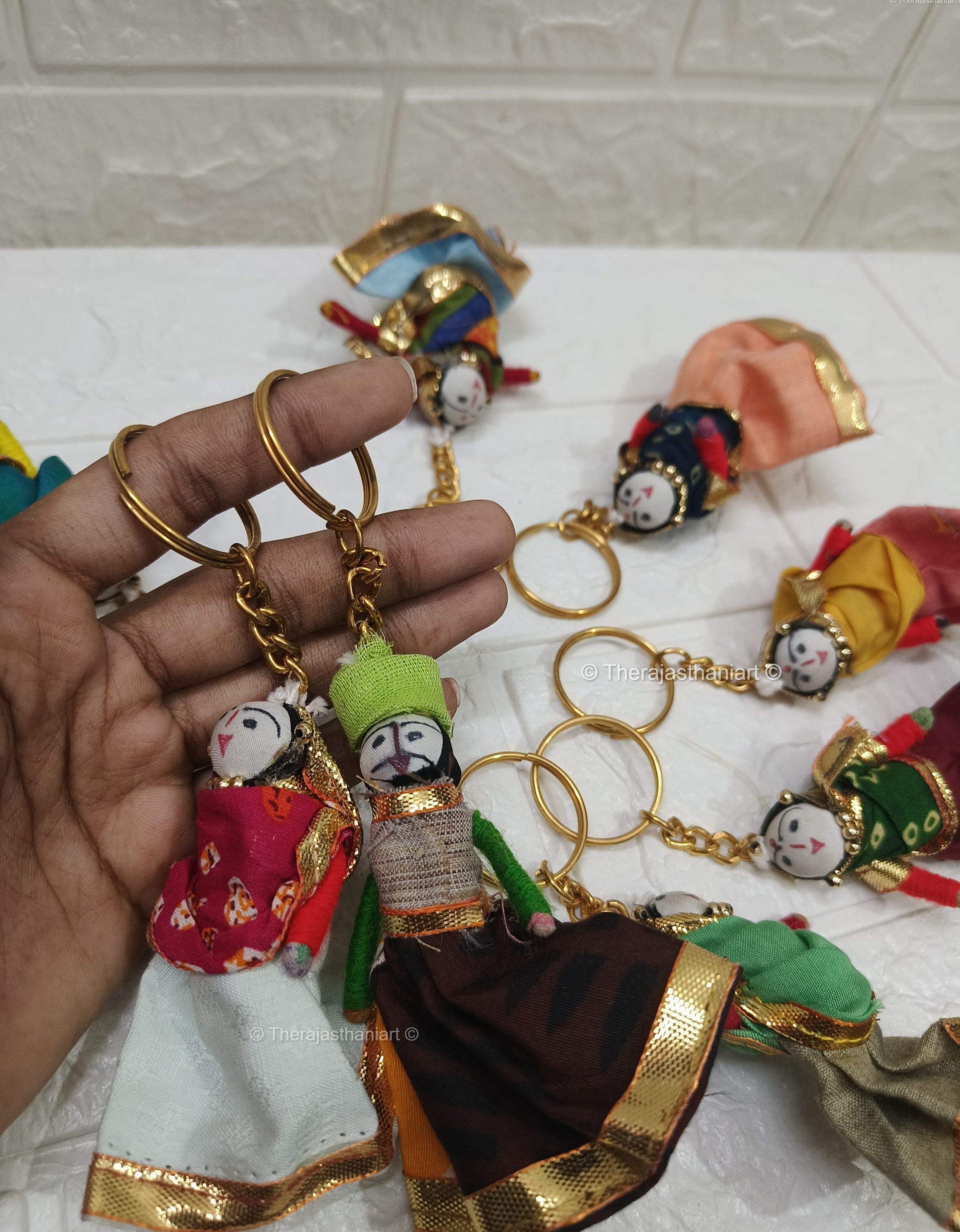 Puppet Keychains Assorted Color Puppet Keychain–traditional Indian Souvenir With Doll ...