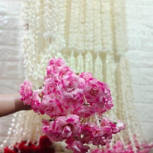 Jasmine & Rose Flower Bunch Garland – Indian Wedding Mandap Ceiling Décor, Mehndi, South Indian Housewarming, Muslim Wedding Decoration