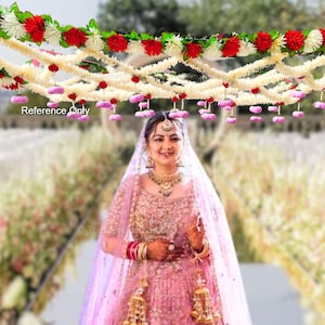 Baldacchino floreale tradizionale per sposa con bastoncini, ingresso nuziale in gelsomino floreale completo Phoolon ki Chaddar per matrimonio indiano, punjabi, pakistano e arabo
