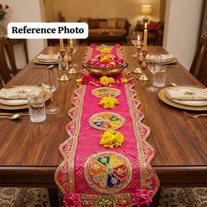 Handmade Gota Patti Work Table Runner for Festive Diwali Home Decor, Colorful Dining Table Cover, Wedding Centerpiece , Housewarming Gift