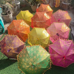 Decorative Umbrella Indian Traditional Parasol for Diwali & Weddings–Mehndi Decoration Umbrella– Vibrant Festive Accent Vintage Sun Parasol