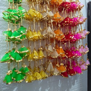 10-200 Strings Of Net Fabric Colorful Tassel with Gota Lace Flower Indian Decoration Garden Backdrops Housewarming Flower String Party Decor