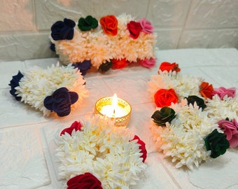 Gajra di gelsomino con fiori di rosa, fermaglio per chignon per spose indiane e pakistane, accessori per capelli Juda per bomboniere Nikah e acconciature