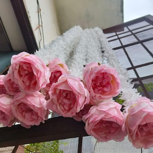 Jasmine & Pink peony flower Garlands for Indian Wedding | Mandap, Pooja Decoration, Muslim Wedding, Seemantham, Housewarming Fabric Flower
