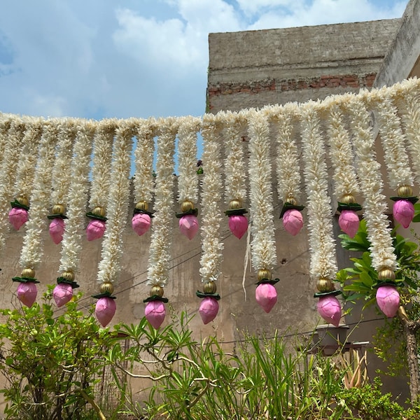 Sola Holz Lotus und Toran für Fesival Dekor, umweltfreundliche handgefertigte Jasmin Girlanden indische Tür, Mandir, Hochzeitsdekor Langavoni, Mangalasnanam