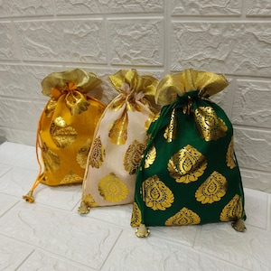 Favor Potli Bag Kordelzug Handtasche Charming Perfekte Hochzeit Haldi Mehndi, Eid, Diwali Geschenkbeutel, Geschenkverpackungstaschen