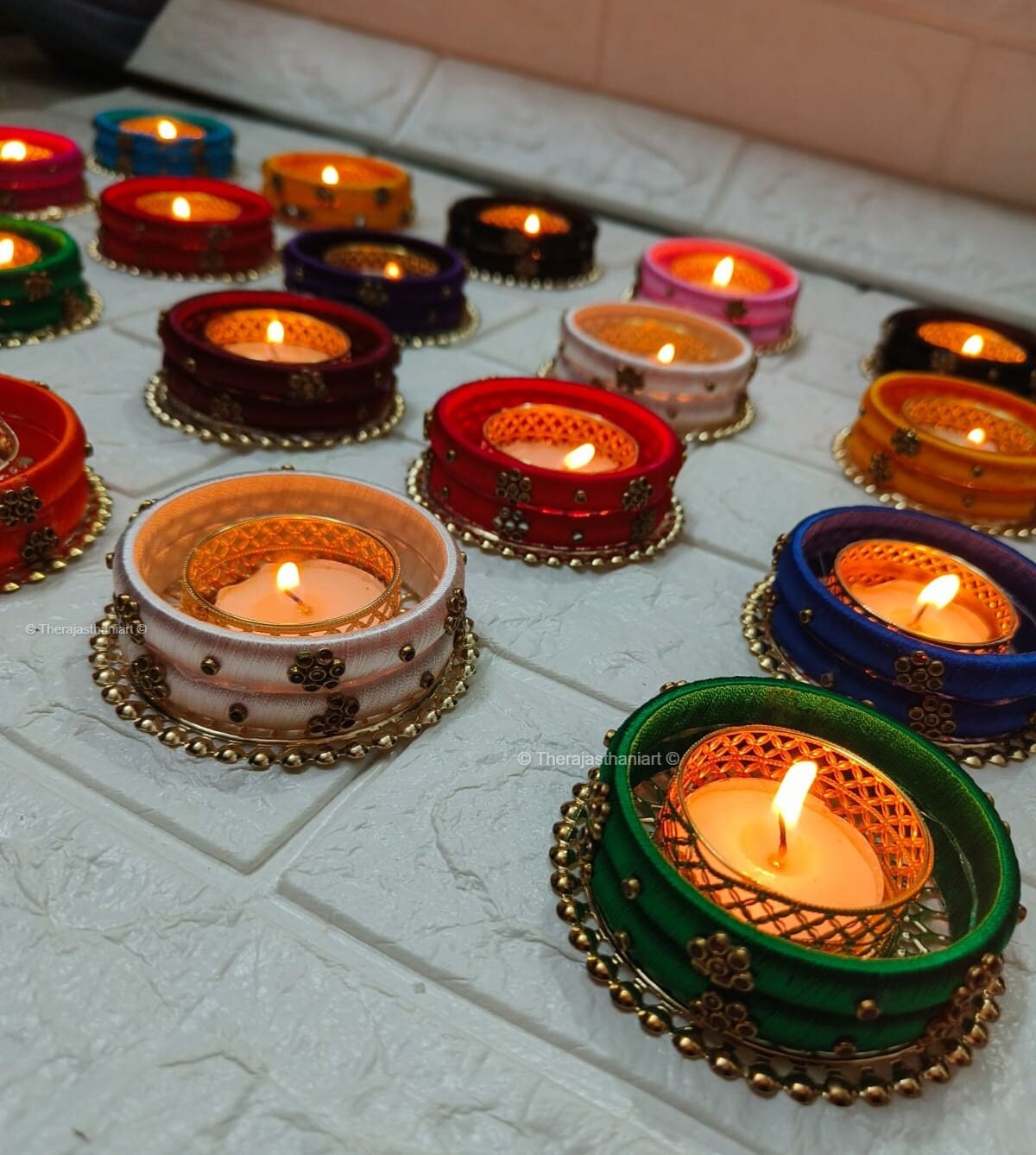 Exultimate Hope Love Joy Tealight Candle Holder Set - Mahogany Tray With Glass Votives & Beads