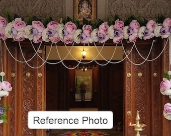 Colorful Peony Floral Toran-Bandhanvar for Front Door, Indian Wedding Entrance Decor, South Indian Home Decor, Door Valance, Diwali Decor
