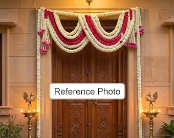 Handmade Fabric Jasmine Bandhanvar - Traditional Indian Wall\Door Toran for Wedding, Varamahalakshmi, Madurai Festive Decor | Door Valance