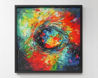 Buntes abstraktes Auge Wandkunst, druckbare Malerei, moderne Impasto mit dicker Farbe. 3D Effekt | Lebendige Farben | Atemberaubende visuelle Erfahrung