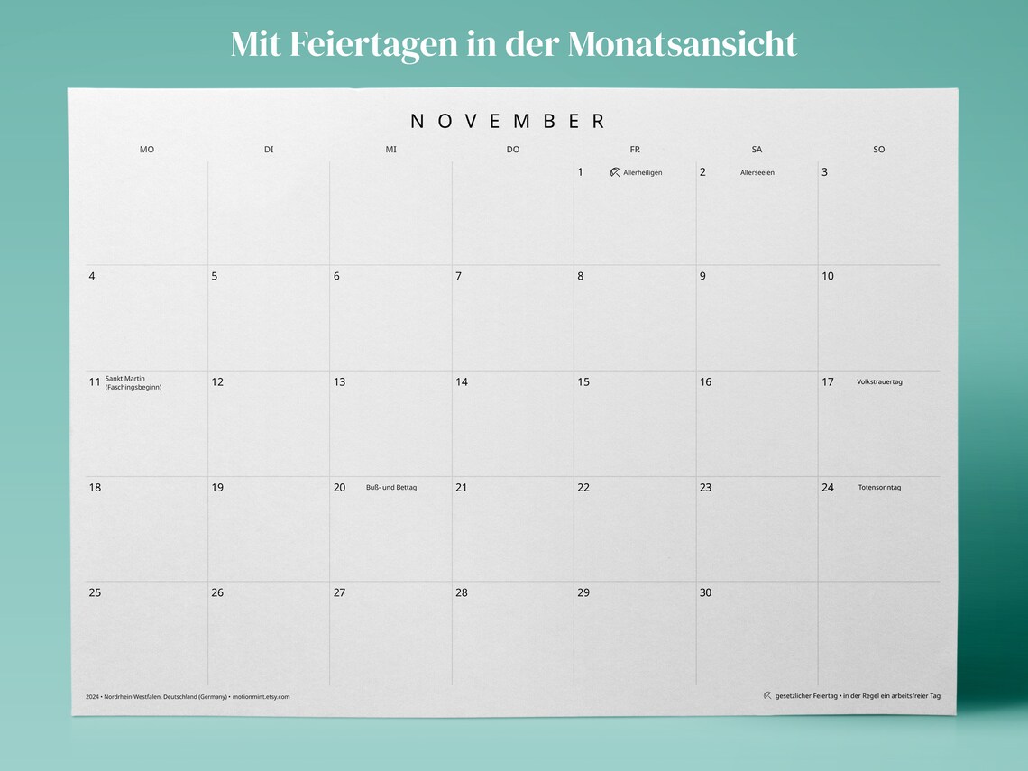 Kalender 2024 Mit Feiertagen Für Alle Bundesländer Und Regionen in ...