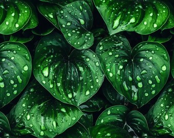 Rainy Leaves: 6 Nahtlose Kachelbare Texturen, Digital Download Pack, PNG Bundle, Kommerzielle Lizenz