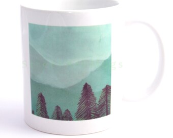 Green forest picture mug - standard 11 oz coffee cup (325ml)