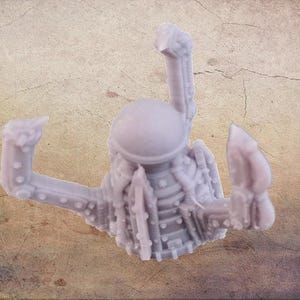 May include: A light purple, detailed miniature figure of a creature with a bulbous head, multiple appendages, and a textured body. The figure has a unique, otherworldly design, possibly for tabletop gaming or display.