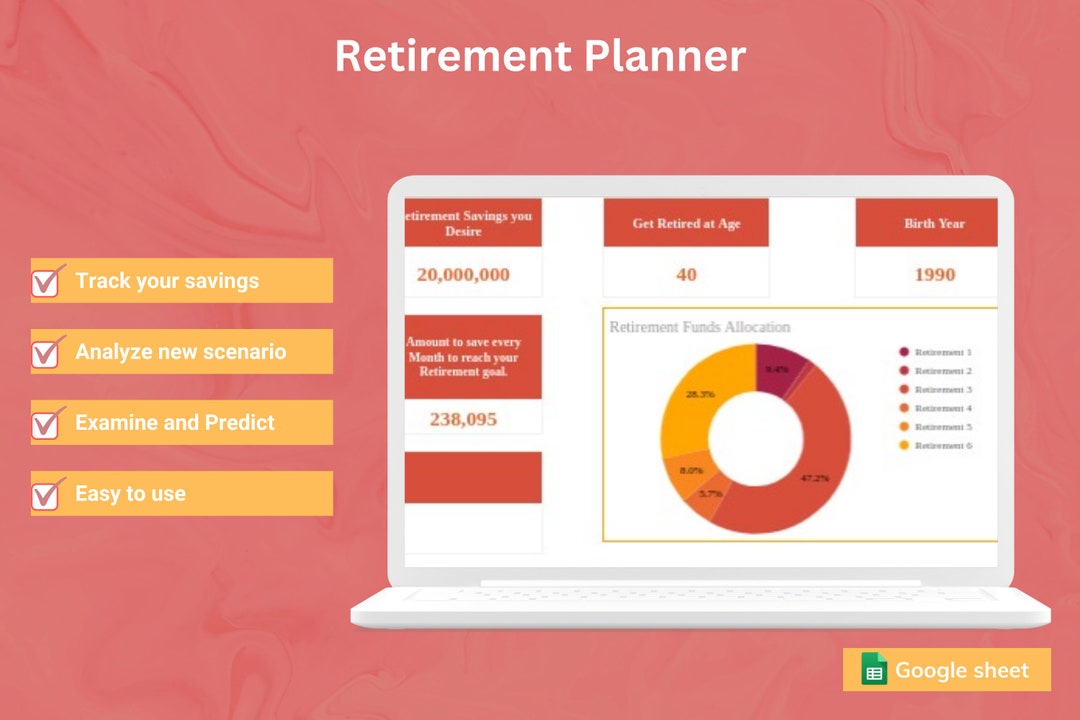 Google Sheet Retirement Planner, Plan Retirement Early, Retirement ...