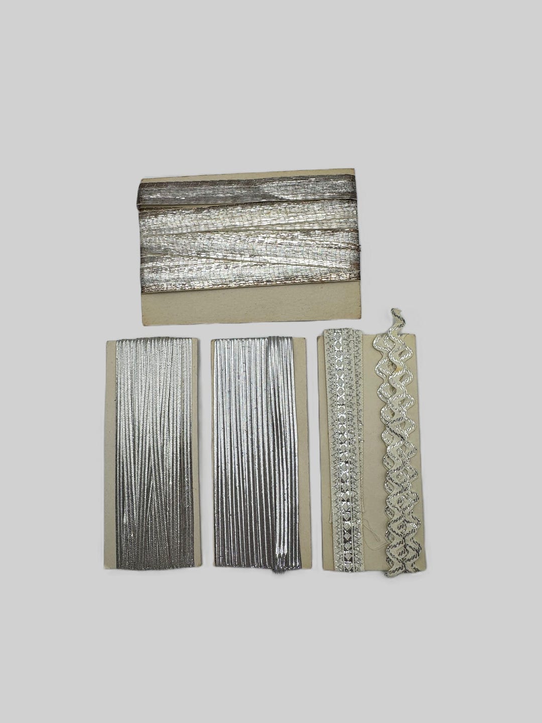 Vintage Silver Metallic Trim Lot – Ric Rac, Cord Trim, Sewing ...