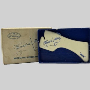 Vintage Thread-a-Matic “Gem” Automatic Needle Threader with Original Box – Good Housekeeping Guaranteed