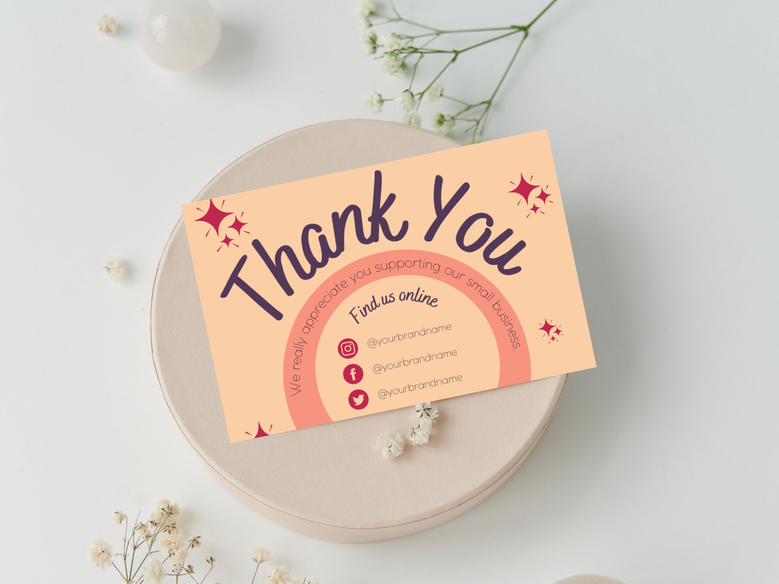 Editable Thank You Card Canva Template Printable Thank You for Your ...