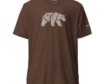 Geometrisch beer-T-shirt | Tri-mix stof, vintage pasvorm, outdoor-T-shirt