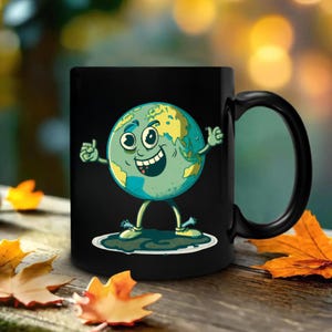 Retro Earth Cartoon PNG | Earth Day Clip Art & Digital Design | Cute Earth Illustration