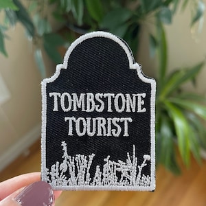 Tombstone Tourist Embroidered PATCH. Cemetery Lover. Graveyard. Cemetery Explorer. I brake for cemeteries. Tombstones. Memento Mori.