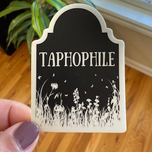 Taphophile Vinyl Sticker: Cemetery Tombstone Art - Weatherproof Matte Finish