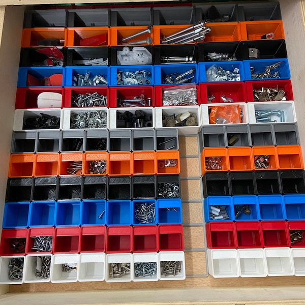 Gridfinity bins 1x1 Height 46mm or 39mm or 25mm small parts organizer bins screw bin organizer