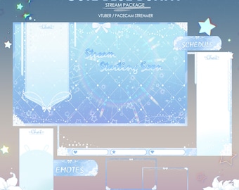 Cute Bunny Stream Package, Blue and White Stream Overlay Pack, Cute Twitch Overlay, VTuber Assets, Cute Bunnies Theme