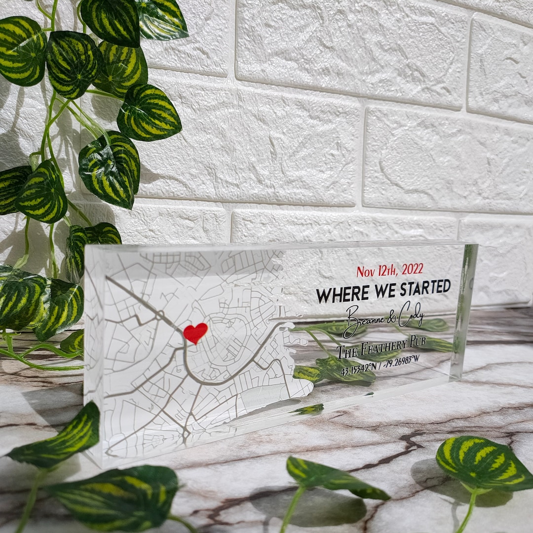 Personalized Acrylic Map of Our First Date Custom Etsy