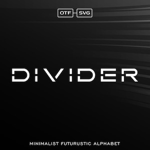 Divider ist ein minimalistisches futuristisches Schriftalphabet - Logoschrift, Sci-Fi-Schrift, technisch inspirierte Schrift, High-Tech-Schrift, innovative Schrift, Typograph
