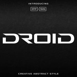Droid is a futuristische Schrift - Einzigartige Schrift, Hi-Tech-Schrift, Elegante Schrift, Logo-Schrift, SVG-Schrift, SVG-Bundle, Schrift-Bundle, digitale Produkte