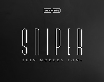 Sniper Font - Thin Tall Font, Modern Font, Long Font, Condensed Font, Headline Font, Modern Futuristic, Geometric Font, Fonts, SVG Fonts