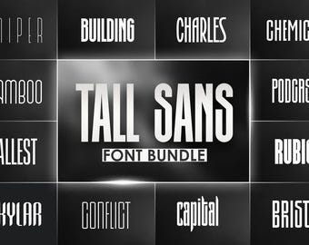 Tall Sans Font - Font Bundle, Tall Fonts, Sans Font, Modern Font, Logo Fonts, Display Font, Magazine Font, Procreate Fonts, SVG Fonts, Fonts