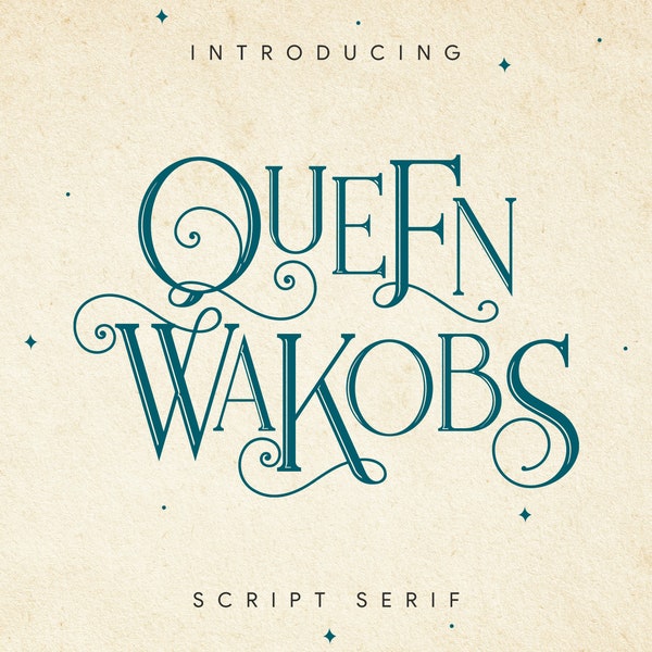 Queen Wakobs is a classic Design Font - Serif Font, Calligraphy Font, Modern Font, Logo Font, Groovy Font, Handwriting Font, Halloween Font