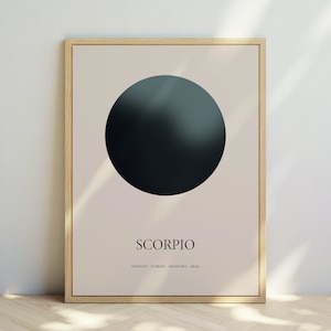 Scorpio Wall Art | Zodiac Wall Art | Scorpio Poster | Zodiac Poster | Zodiac Print | Neutral Wall Art | DIGITAL DOWNLOAD