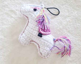 Crochet Unicorn Keychain: Handmade Plush Pony Amigurumi