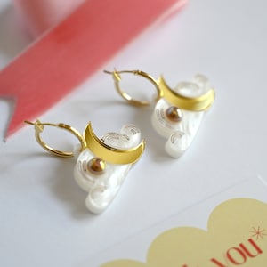Gold Moon Hoop Earrings, Laser Cut Acrylic Celestial Earrings