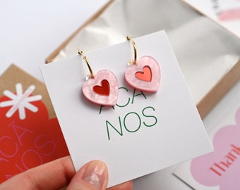 Valentine gift earrings, heart earrings,  acrylic earrings, laser cut acrylic earr