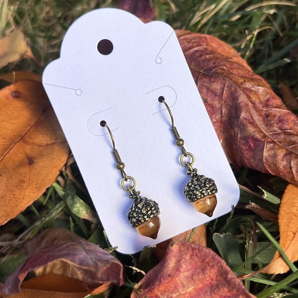 Acorn Nature Inspired Earrings | Dangle Drop Earrings | Resin Earrings | Good Luck Earrings | Autumn Earrings | Meaningful Gifts for Her