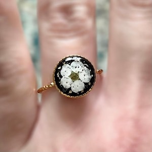 Pressed Forget Me Not Flower Ring | Gold Minimalist Ring | Real Flower Adjustable Ring | Resin Forget Me Not Jewelry | Small Fall Jewelry