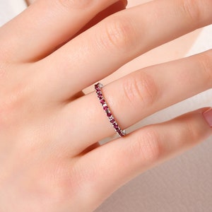 Dainty Ruby Eternity Band: Solid Gold Stackable Ring