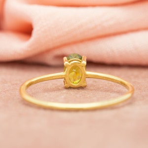 14K Solid Gold Peridot Oval Ring Peridot Jewelry Peridot Gemstone Wedding Ring Anniversary Ring Dainty Gold Ring Green Stone Ring image 4