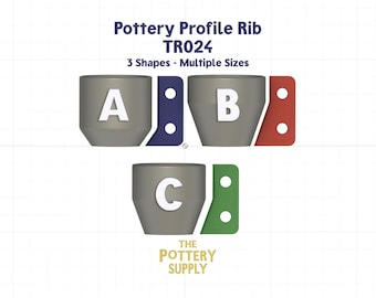Profile ribs for mugs and cups, Pottery Throwing Rib, Ceramic Shaping Tool Multiple sizes,   Clay Shaper, Made in the USA | (TR024)