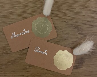 Place card personalized kraft lagurus natural dried