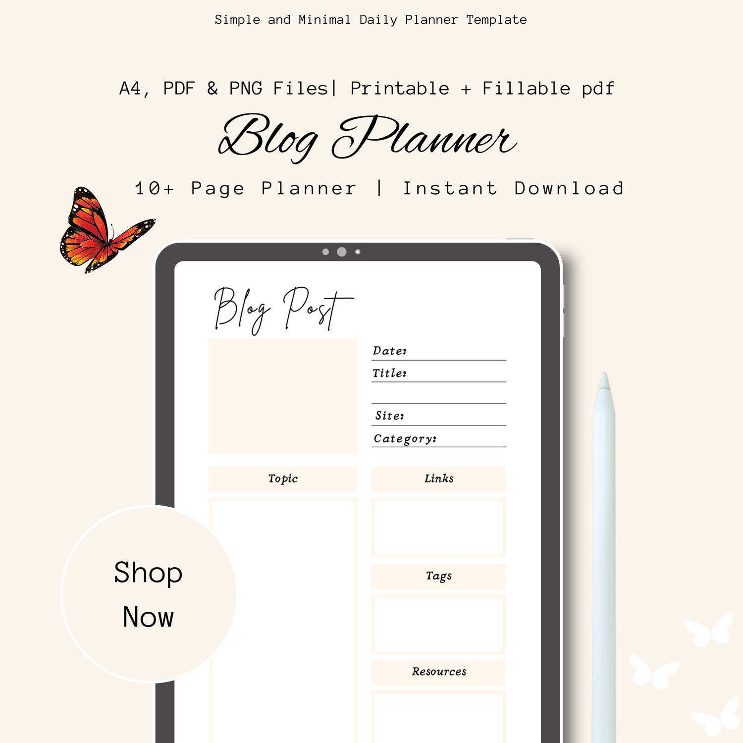 Blog Planner, Printable Digital Planner, Blog Content Planner, Instant ...